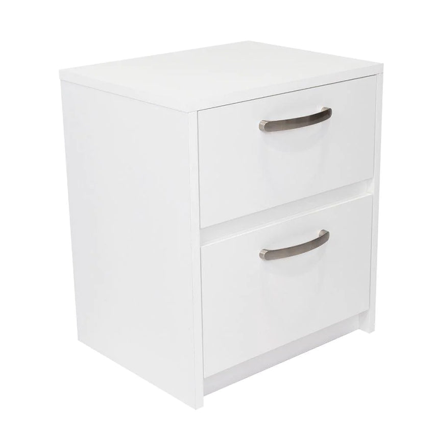 Mesa de noche elaxi, blanco, con dos cajones deslizables