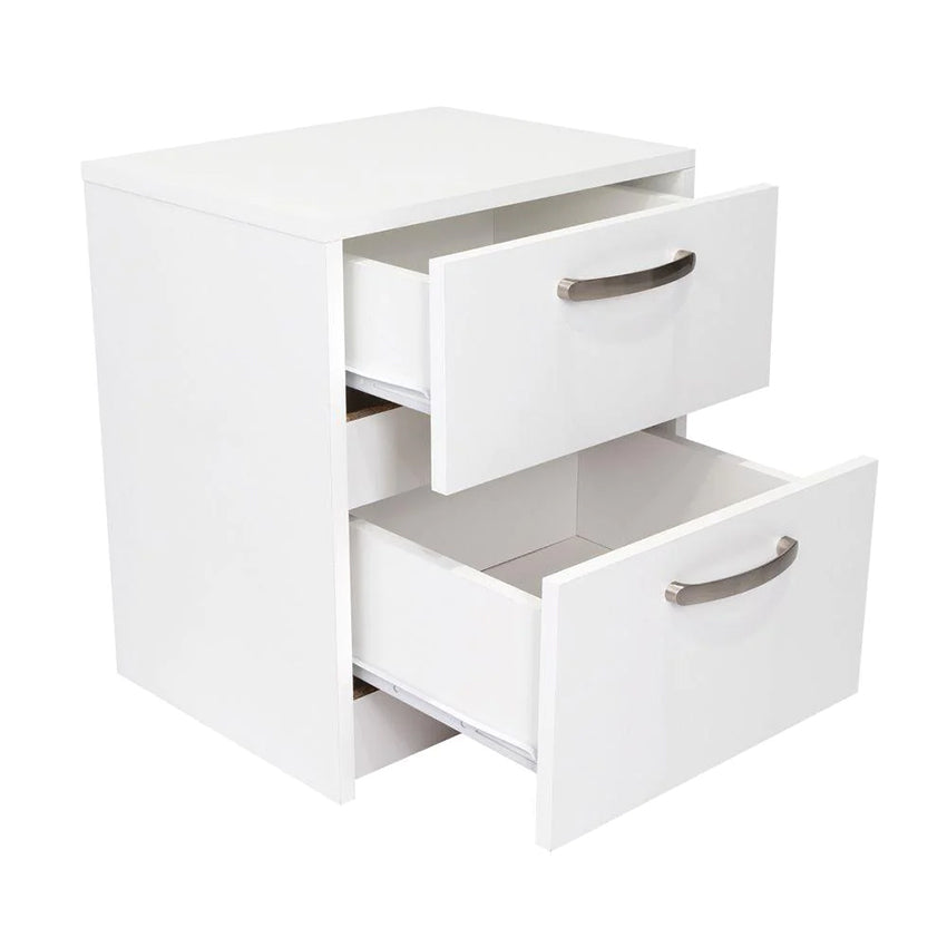 Mesa de noche elaxi, blanco, con dos cajones deslizables