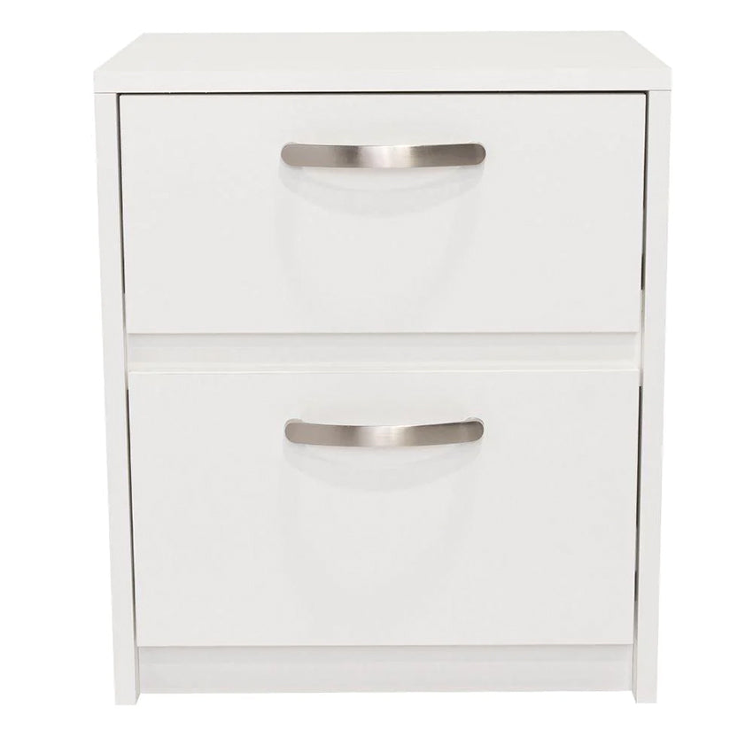 Mesa de noche elaxi, blanco, con dos cajones deslizables