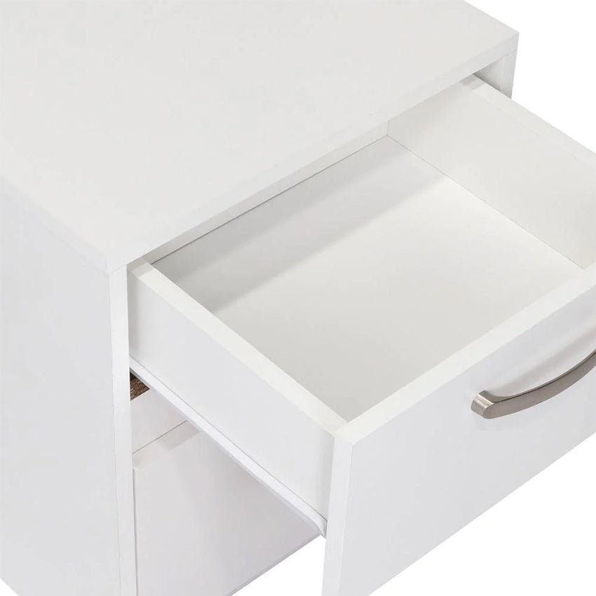 Mesa de noche elaxi, blanco, con dos cajones deslizables