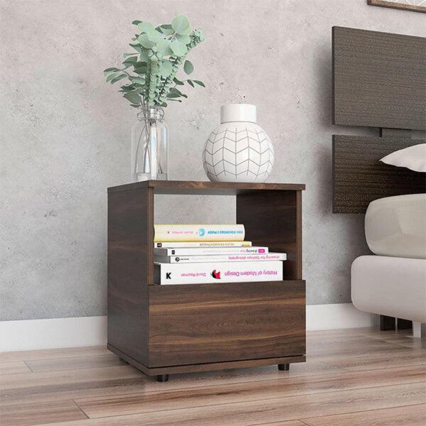 Mesa de noche oliver, caoba, con un cajón inferior deslizable