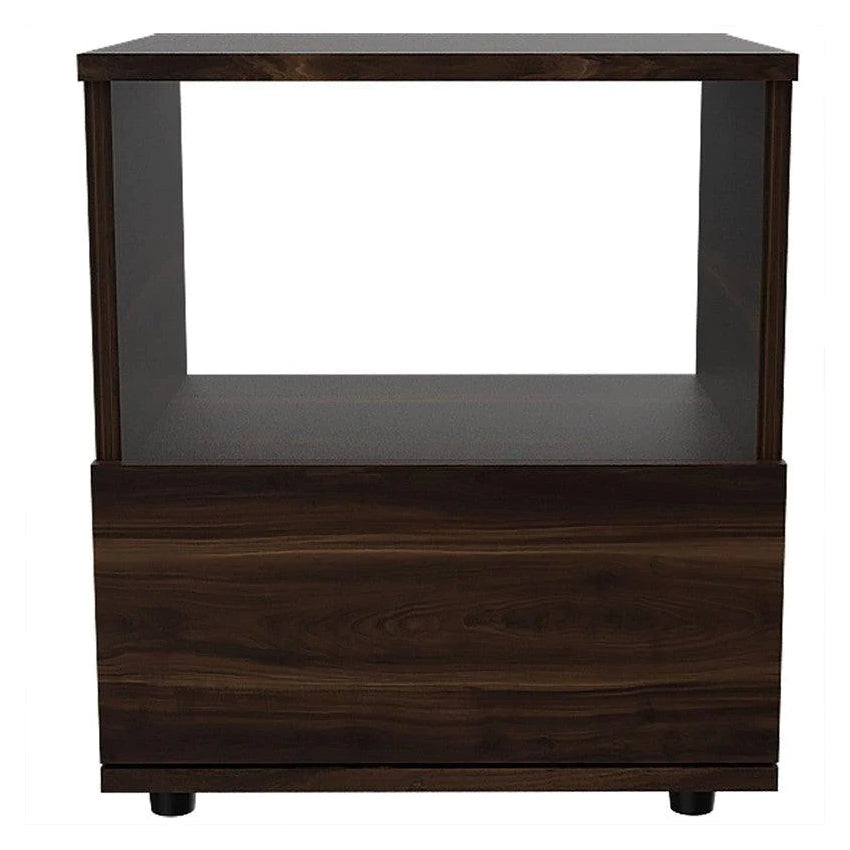 Mesa de noche oliver, caoba, con un cajón inferior deslizable