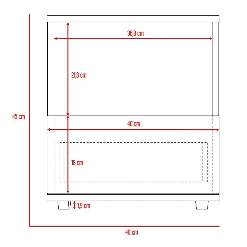 Mesa de noche oliver, caoba, con un cajón inferior deslizable