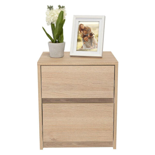 Mesa de noche ozzan beige y blanco