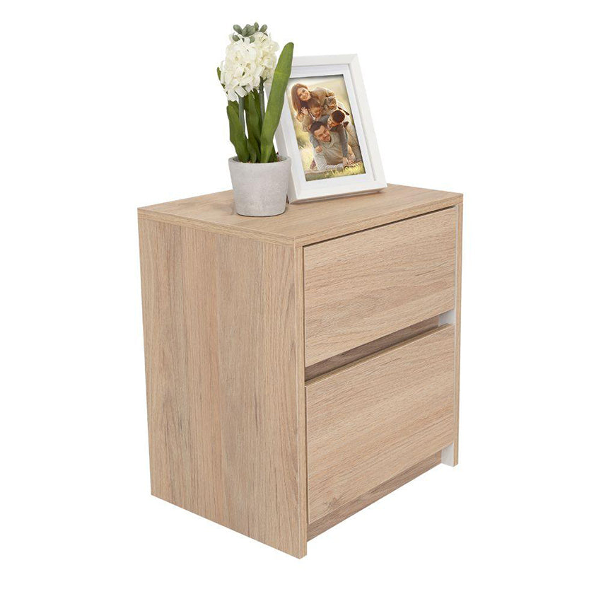 Mesa de noche ozzan beige y blanco