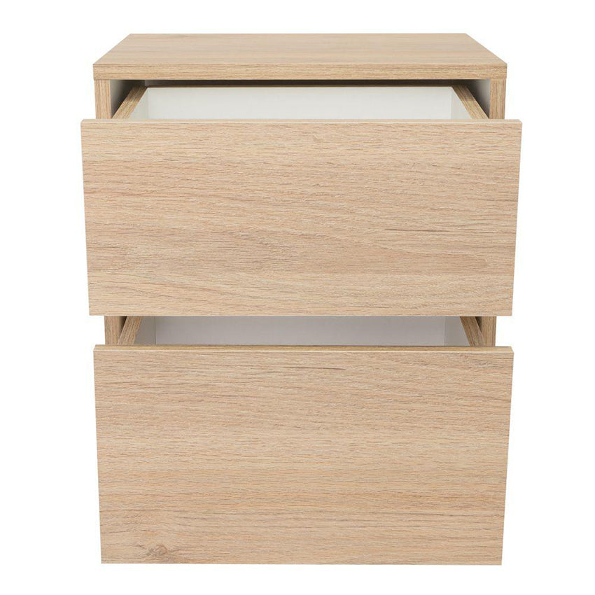 Mesa de noche ozzan beige y blanco