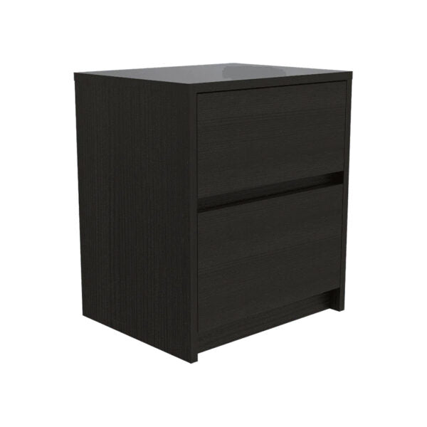 Mesa de noche ozzan, wengue, con dos cajones deslizables con apertura sin manijas