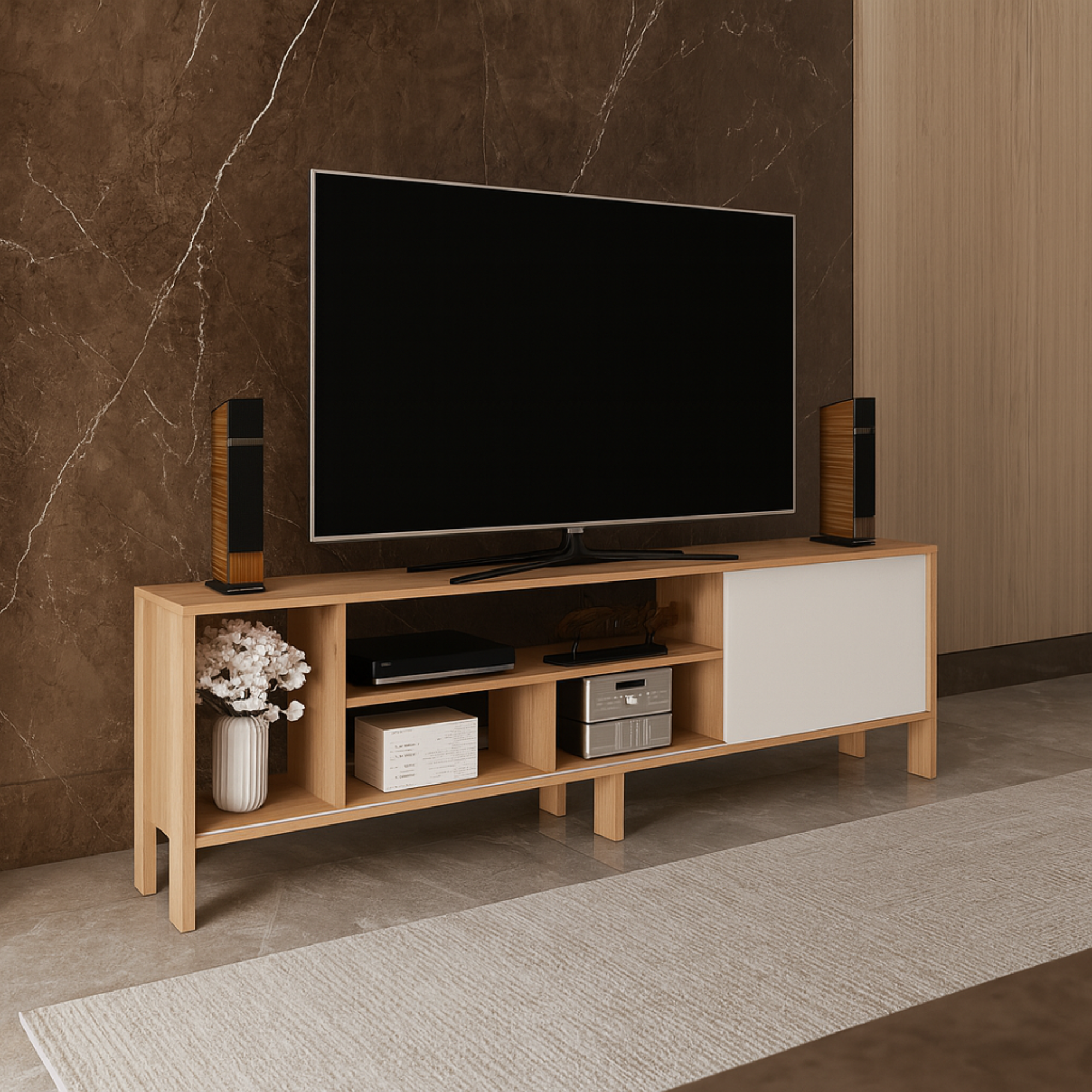 Mesa Para TV 70 Ankara Almendra/Blanco