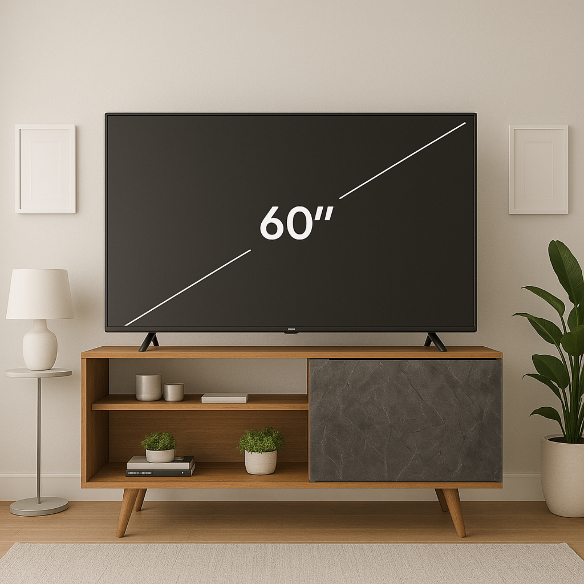 Mesa Para TV 60" Estambul Almendra/Marbol Lunar