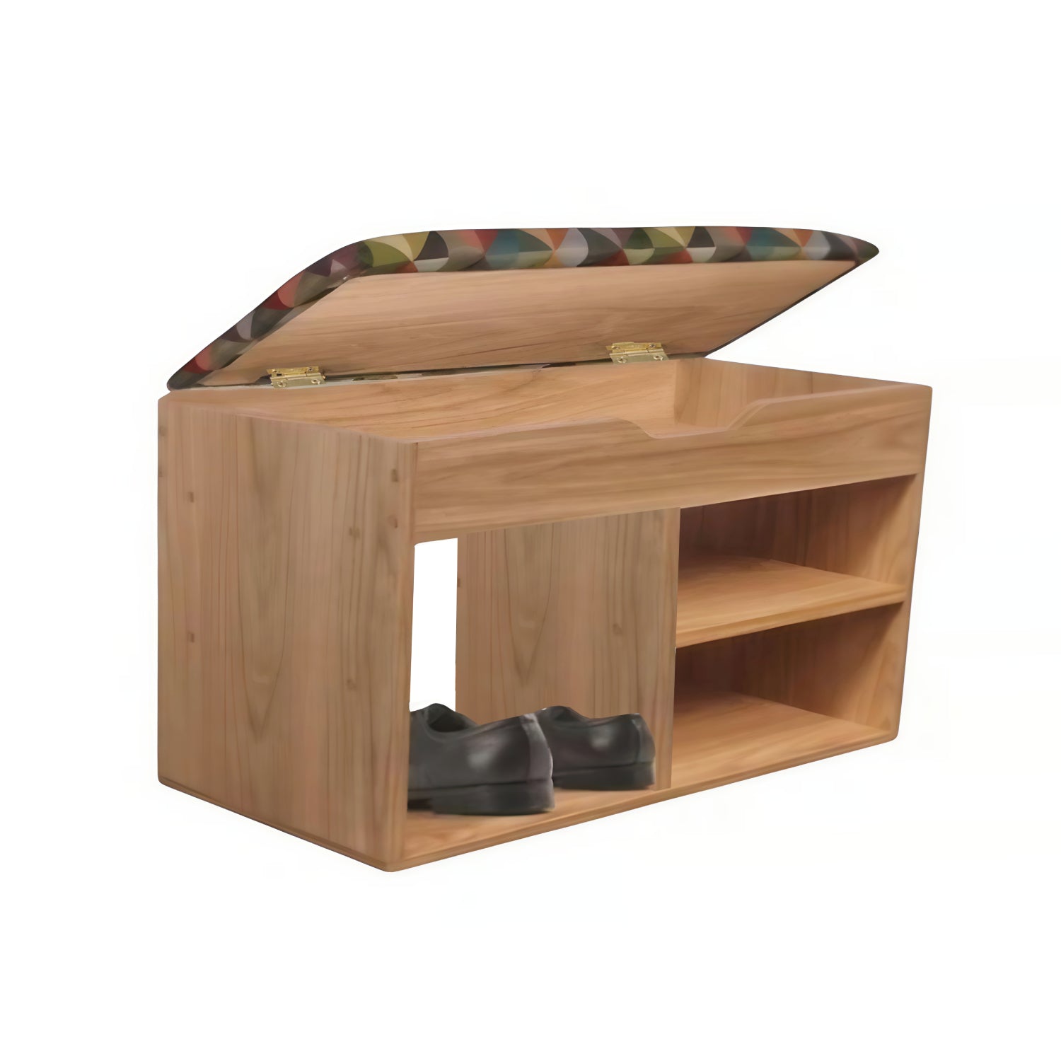 Combo Perchero Flotante +Mueble Organizador Baúl Zapatero Color madera
