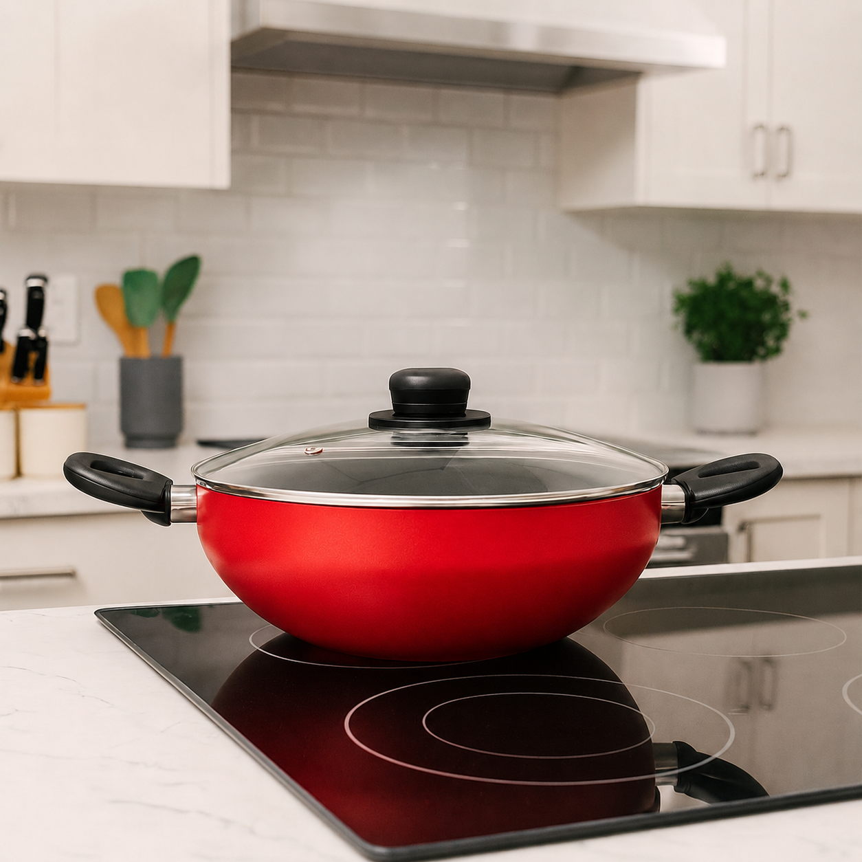 Sarten Wok Red 28 Cm Con Tapa Rojo