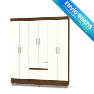 CLOSET 6 PUERTAS 2 CAJONES VALENT MARRÓN/BLANCO APAGADO con envio gratis