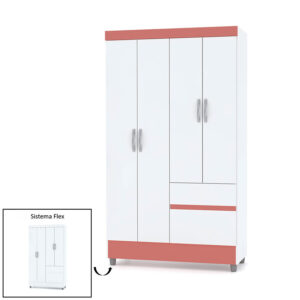 Clóset con cuatro puertas y dos cajones para facilitar el orden en la habitación
