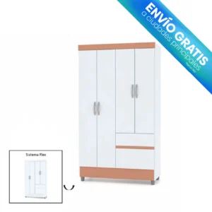Clóset 4 Puertas 2 Cajones Bonic Blanco-Salmón Flex con envio gratis