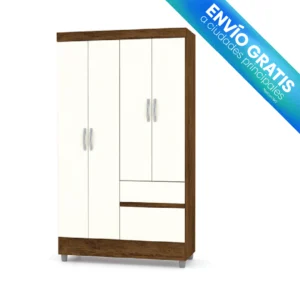 Clóset 4 Puertas 2 Cajones Bonic Marrón Blanco Apagado con envio gratis