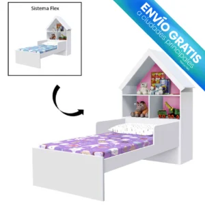 Cama Infantil Ariel Blanco/Rosado Flex con envío gratis