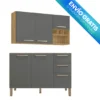 COCINA 120CM JAZMÍN 6 PUERTAS 2 CAJONES MADERADO NATURAL/GRIS envio gratis