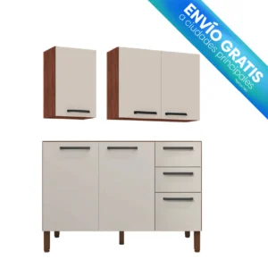 COCINA CANNA 120CM 6 PUERTAS 2 CAJONES CAFE/BLANCO APAGADO con envio gratis