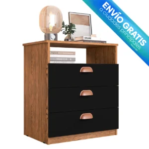 Mesa de noche Zurich Negro Natural con envío gratis