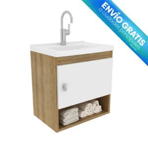 mueble de baño con lavamanos linz almendra blanco con envio gratis